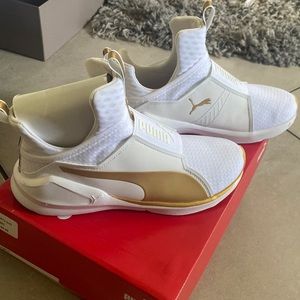 COPY - COPY - WHITE GOLD PUMA FIERCE GOLD TRAINERS!
